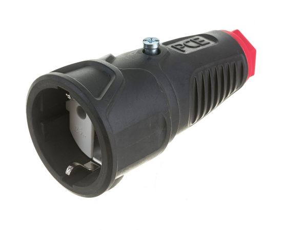 Кабельная розетка PCE 16A 220V 2P+E IP20 корпус черный, маркер красный 2510-sr – изображение 3