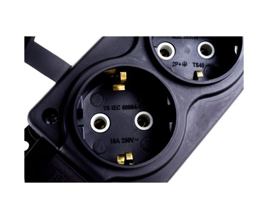 Штепсельная колодка NE-AD 3-гнезда с крышками, с заземлением, 16А, IP54, каучук, 4103 – изображение 4