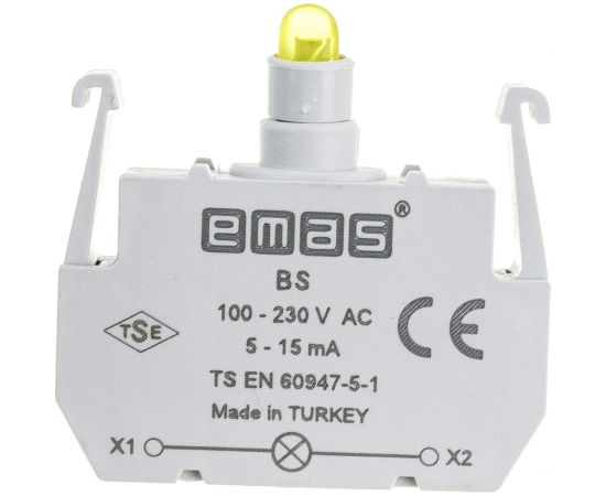 Блок-контакт подсветки Emas ВS с жёлтым светодиодом, серия B, 100-230В AC BS 