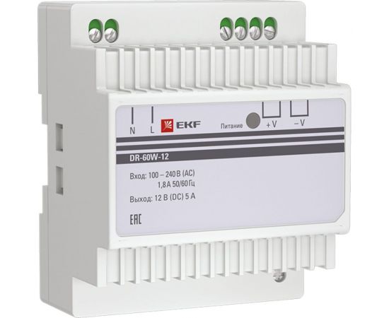 Блок питания EKF, 12В DR-60W-12 PROxima dr-60w-12 