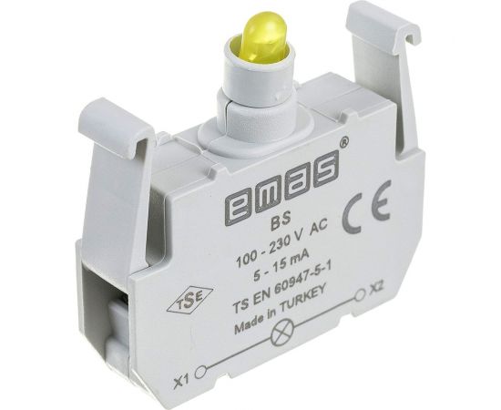 Блок-контакт подсветки Emas ВS с жёлтым светодиодом, серия B, 100-230В AC BS – изображение 2