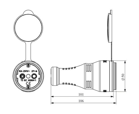 Розетка Emas в резиновом корпусе для удлинителя EKS116P – изображение 2