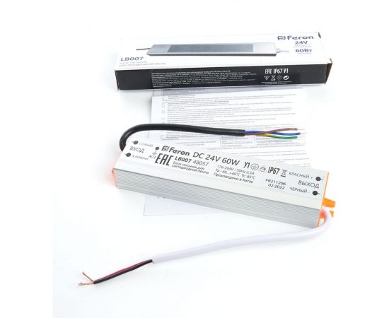 Электронный трансформатор для светодиодной ленты FERON 60W 24V (драйвер), LB007, 48057 – изображение 3