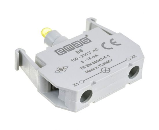 Блок-контакт подсветки Emas ВS с жёлтым светодиодом, серия B, 100-230В AC BS – изображение 3