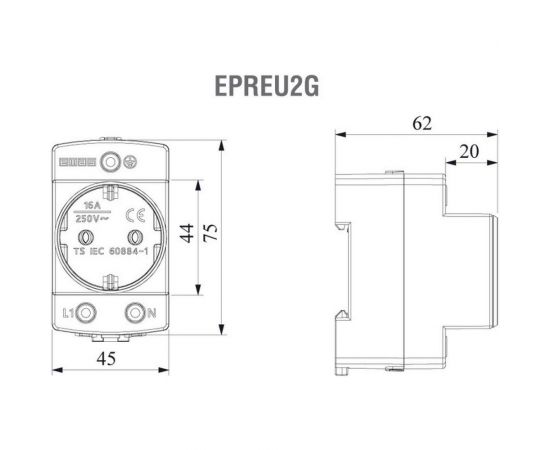 Розетка на дин-рейку Emas EPREU2G – изображение 3