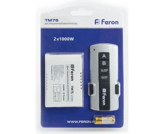 Дистанционный выключатель FERON TM75 230V 1000W 2-х канальный 30м с пультом управления, черное серебро 23344 – изображение 8