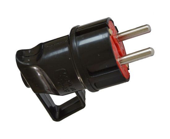 Угловая вилка AY-KA 16А 250В с заземлением с кольцом, черный 7911600 