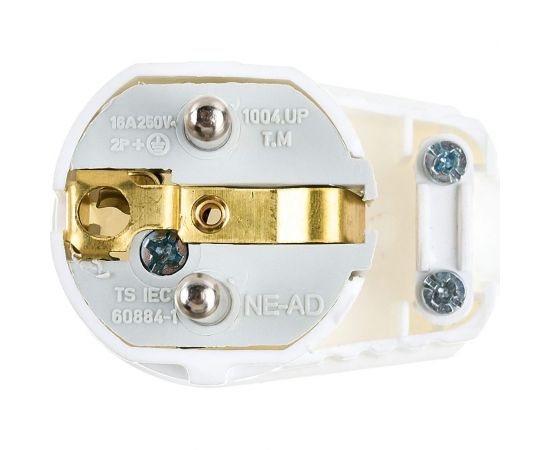 Штепсельная угловая вилка NE-AD с заземлением, UPS, 16А, 250В, Белый 1004 
