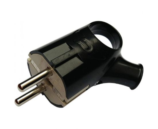 Угловая вилка с кольцом IN HOME с заземлением, 16А, черная, 4220 4690612009155 