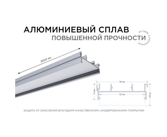 Профиль накладной/врезной Apeyron 37х20мм для светодиодной ленты, 2м. СПС1235-А 08-16 – изображение 4