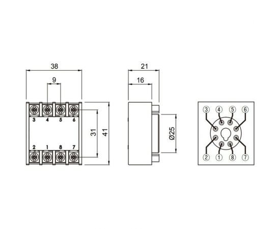 Розетка PG-08 Autonics с переходом цокольного подключения, артикул 00000011598 – изображение 4