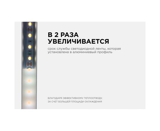 Глубокий алюминиевый прямой профиль APEYRON для светодиодной ленты, 2м. 08-10-01 – изображение 4