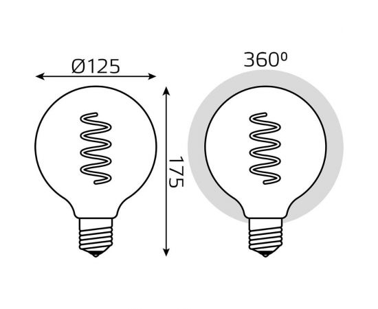 Лампа Gauss LED Filament G120 Flexible E27 6W Golden 360lm 2400К 158802008 – изображение 6