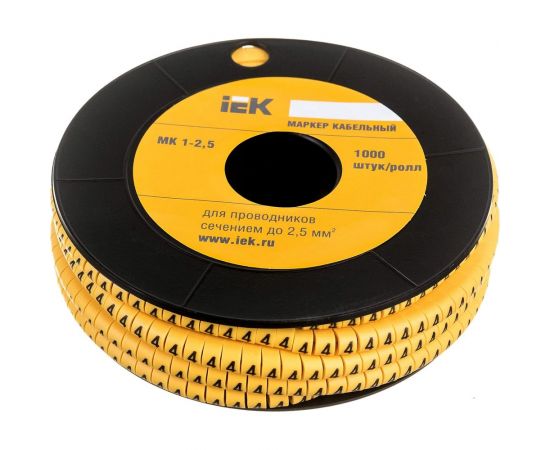 Маркировочное кольцо IEK 1-2.5мм, 4, МК, 1000шт/ролл UMK10-4 