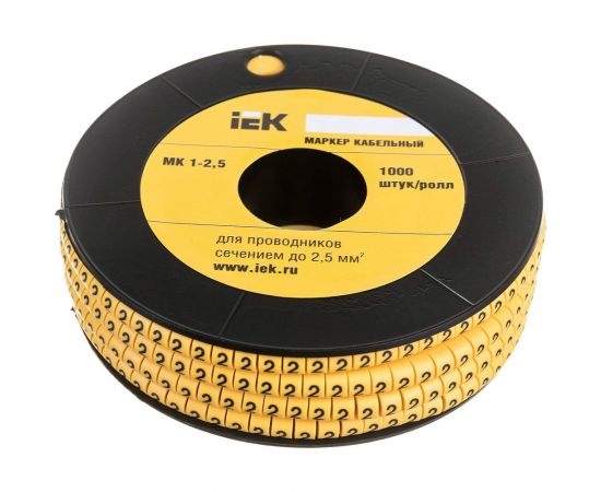 Маркировочное кольцо IEK 1-2.5мм, 2, МК, 1000шт/ролл UMK10-2 
