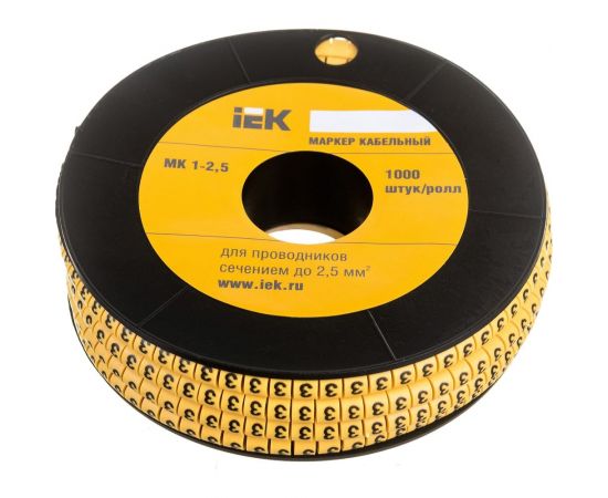 Маркировочное кольцо IEK 1-2.5мм, 3, МК, 1000шт/ролл UMK10-3 