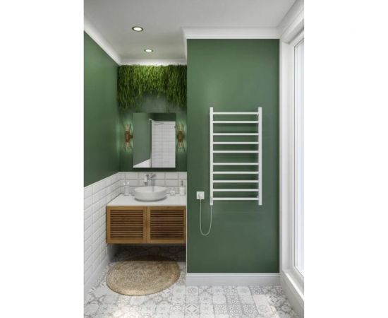 Электрический полотенцесушитель Ника кабельный STEP-2 100/50 RAL9016 белый матовый левый тэн STEP-2 100/50 бел мат лев – изображение 2