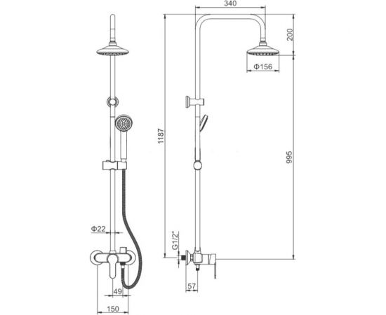 Душевая система LEDEME с тропическим душем, картридж 40 мм L2409 65793 – изображение 2