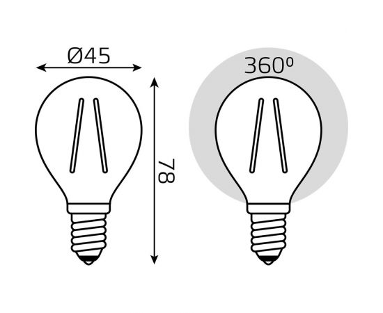 Лампа Gauss Filament Шар 13W 1100lm 2700К Е14 LED 105801113 – изображение 2