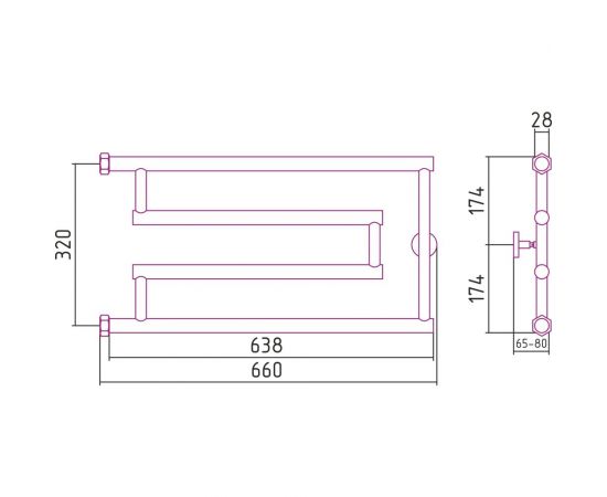 Полотенцесушитель Сунержа ДР High-Tech model G 320х650, без покрытия 00-0051-3265 – изображение 3