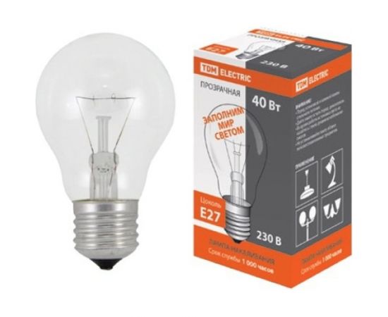 Лампа накаливания шар прозрачный TDM 60 Вт-230 В-Е27 SQ0332-0004 – изображение 3