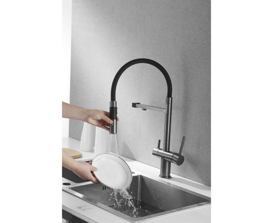 Смеситель для кухни ROSE с подключением к фильтру питьевой воды, оружейная сталь R958T – изображение 33