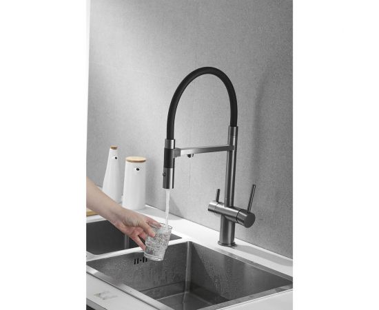 Смеситель для кухни ROSE с подключением к фильтру питьевой воды, оружейная сталь R958T – изображение 4