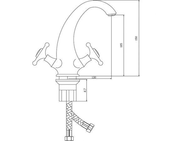 Смеситель для умывальника СЛАВЕН с литым изливом, двуручный СЛ-ДВ-И10 – изображение 5