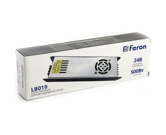 Электронный трансформатор для светодиодной ленты FERON 500W 24V (драйвер), LB019, 48049 – изображение 6