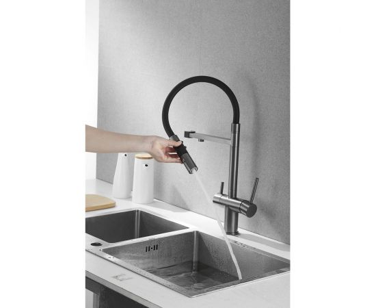 Смеситель для кухни ROSE с подключением к фильтру питьевой воды, оружейная сталь R958T – изображение 6