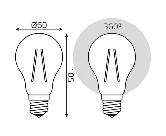 Лампа Gauss Filament А60 18W 1650lm 4100К Е27 LED 1/10/40 102902218 – изображение 6