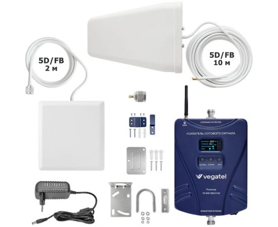 Усилитель сотовой связи и интернета Vegatel комплект TN-900/1800/2100 2G, 3G, 4G и антенна MultiSet R91776 