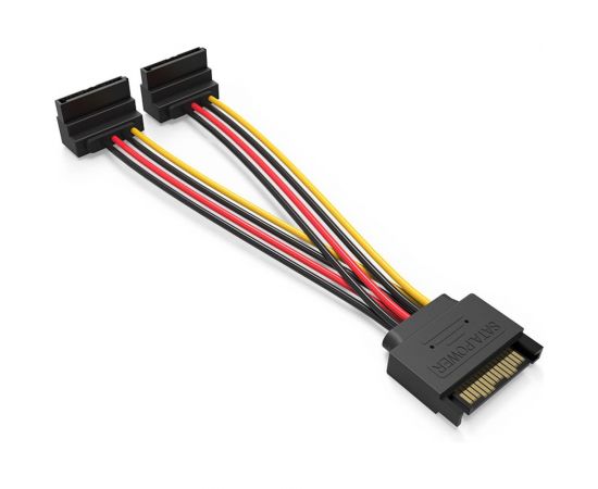 Кабель питания-разветвитель Vention SATA 15pin M / 2 x SATA 15pin F, угол 90 - 0.15м KDBBB 