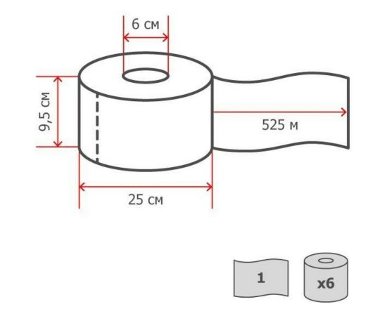 Туалетная бумага Luscan Professional 1-слойные, 6 рулонов 601110 – изображение 2