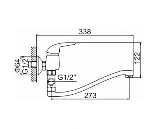 Смеситель для ванны LEDEME картридж диаметр 40 мм, длинный излив L30S, силумин L2138-B 89253 – изображение 2