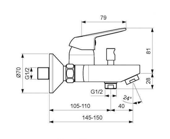 Настенный смеситель для ванны/душа VIDIMA Видима Файн BA388AA – изображение 2