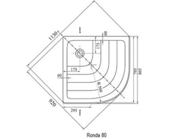 Душевой поддон акриловый четверть круга 80х80 Ravak Ronda-80 см PU A204001120 00000018045 – изображение 3
