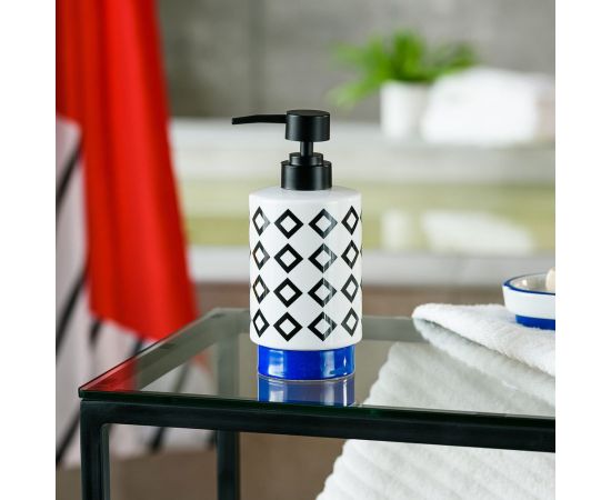 Дозатор для жидкого мыла Moroshka Memphis 7,5x7,5x17 см., цвет белый, черный и синий 905-308-01 – изображение 3