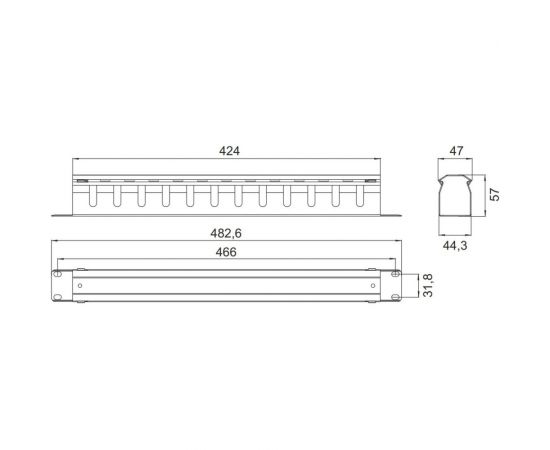 Органайзер горизонтальный кабельный ЦМО 19, 1U с крышкой ГКЗ-1U – изображение 3