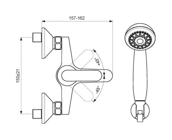 Настенный смеситель для ванны/душа VIDIMA Видима Файн BA388AA – изображение 3
