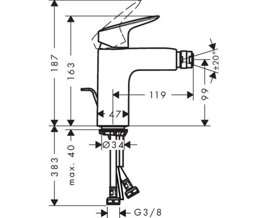 Смеситель для биде HANSGROHE Logis 100 71200000 00000035190 – изображение 4