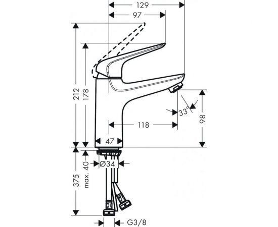Смеситель для раковины HANSGROHE Novus 100 без донного клапана 71031000 00000057785 – изображение 5