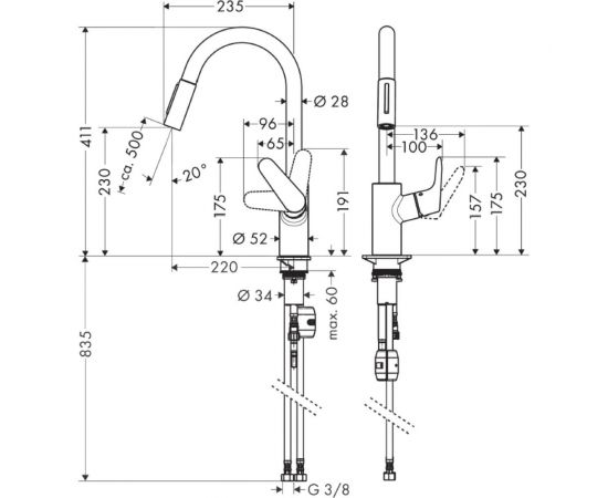 Смеситель для кухни, вытяжной излив HANSGROHE 31815000 Focus 00000031163 – изображение 9