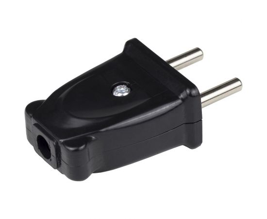 Электрическая плоская вилка Alfa без заземления Черная 30100006 