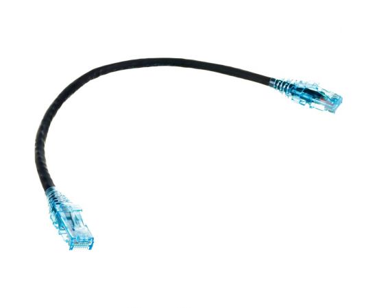 Патч-корд Hyperline PC-LPM-UTP-RJ45-RJ45-C6-0.3M-LSZH-BK U/UTP, Cat.6 (100% Fluke Component Tested), LSZH, 0.3 м, черный 230182 