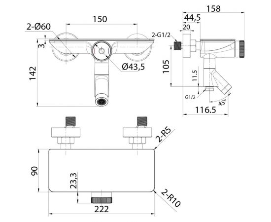 Смеситель для ванны IDDIS Shelfy с управлением Push Control, черный матовый SHEBLBTi02WA – изображение 12