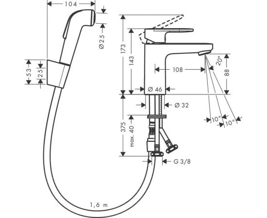 Набор для биде Hansgrohe Vernis Blend хром 71215000 – изображение 2
