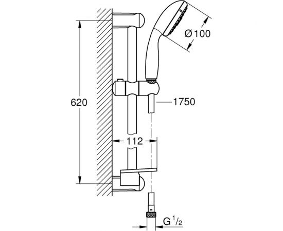Душевой гарнитур Grohe Tempesta New IV с полочкой, душевая штанга 600 м 28593002 – изображение 2