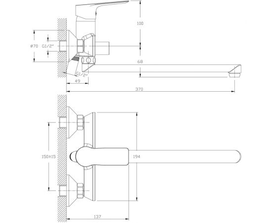 Смеситель для ванны Rossinka RS27-33 универсальный – изображение 2