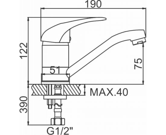 Смеситель для кухни LEDEME картридж диаметр 40 мм, силумин L4502-B 89783 – изображение 2